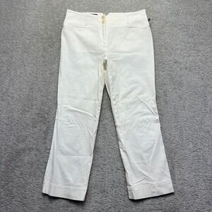 VINTAGE Faconnable Capri Pants Size 10 White Cotton Stretch Straight Leg France